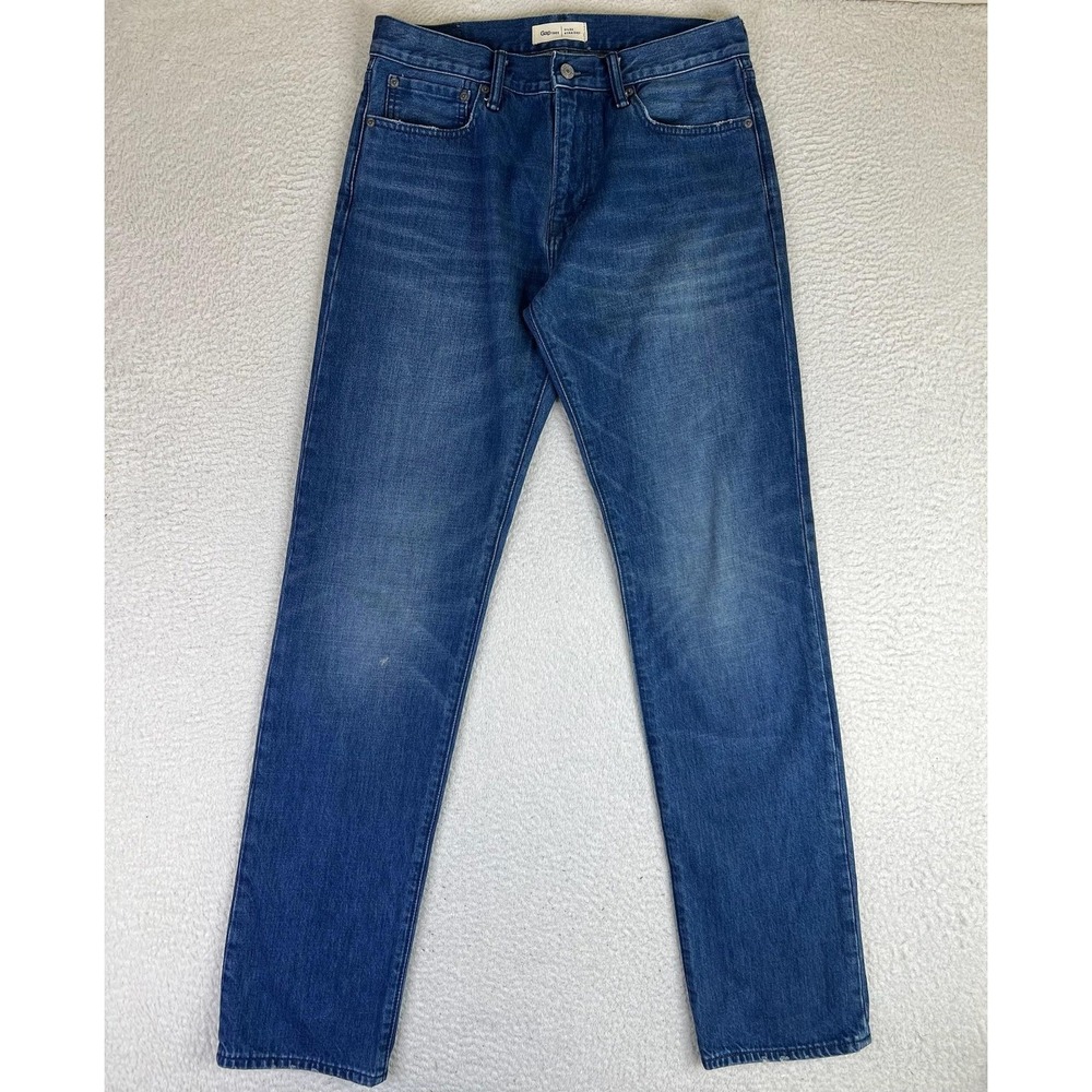 Gap 1969 Straight Jeans Mens 31x34 Blue Bright Indigo Medium Wash Denim Pants